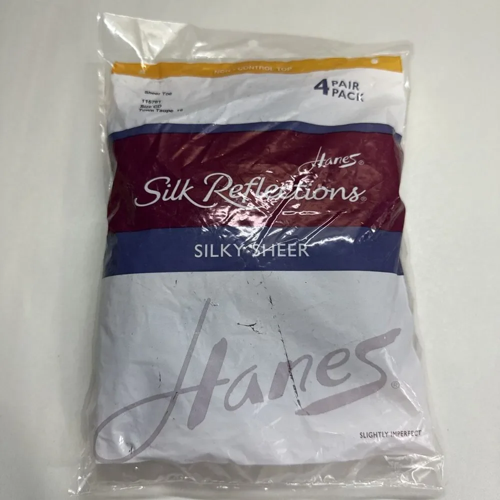 Hanes Silk Reflections Silky Sheer Non Control Top Town Taupe Size CD 4pk 115781
